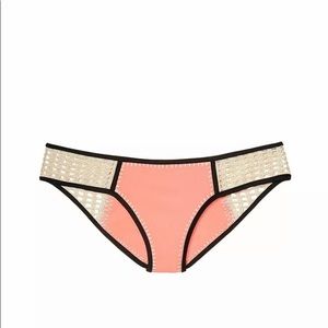NWT Victoria Secret Neon Peach Crochet Bikini Bottom Medium Origi44.